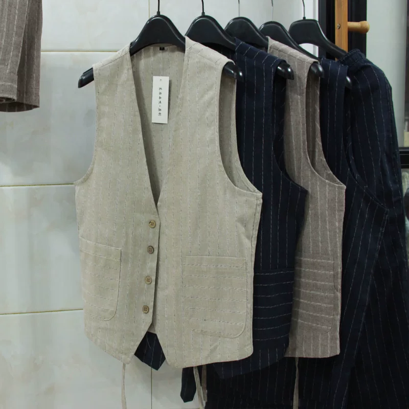 Men Formal Wear For Summer - British Casual Linen Vest for Men