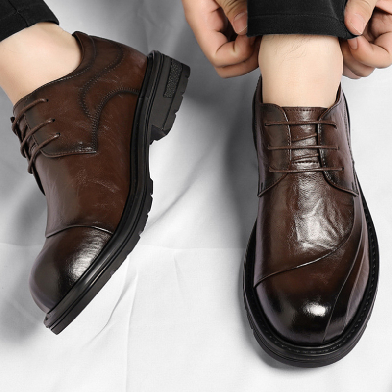 Brown Burnished Genuine Leathe - đánh giá và giá Men Formal Wear Wedding
