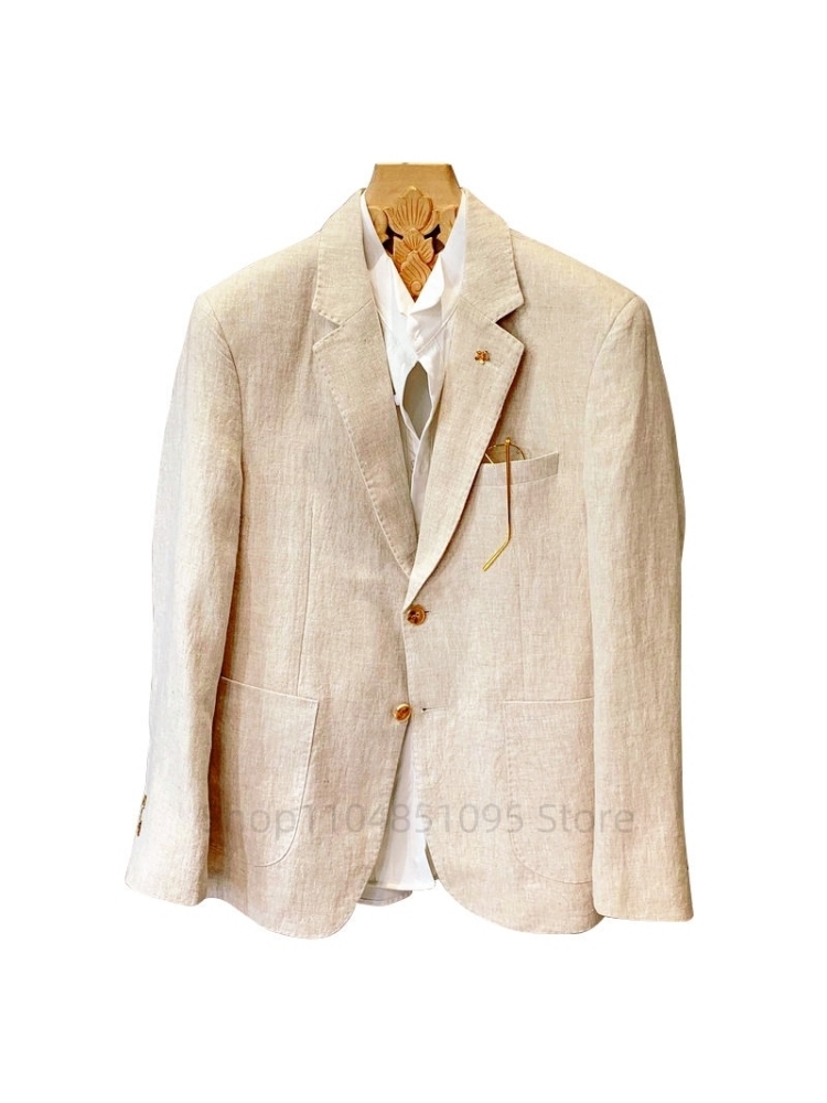 Beige Men Suit Linen Blazers J - đánh giá và giá Men Formal Wear For Summer