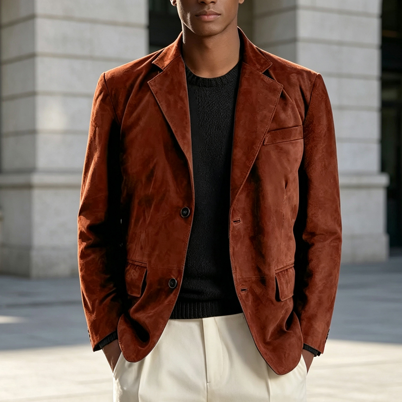 Retro Men Faux Suede Blazer No - đánh giá và giá Men Formal Wear With Coat