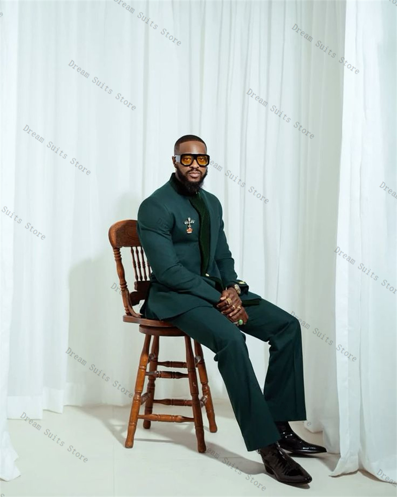 Splicing Color Men Suit Set 2  - đánh giá và giá Men Formal Wear Green