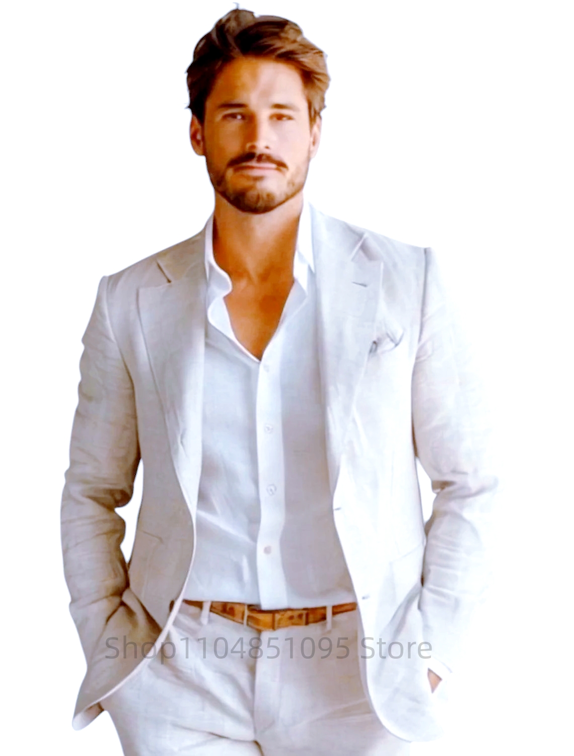 Blue Slim Fit Men's Linen Blaz - đánh giá và giá Men Formal Wear For Summer