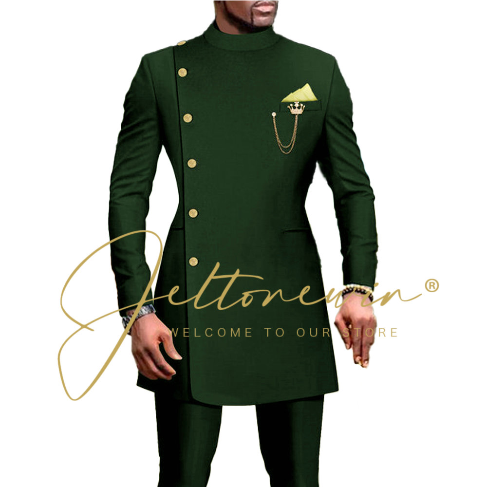 Dark Green Suit For Men Double - đánh giá và giá Men Formal Wear Green