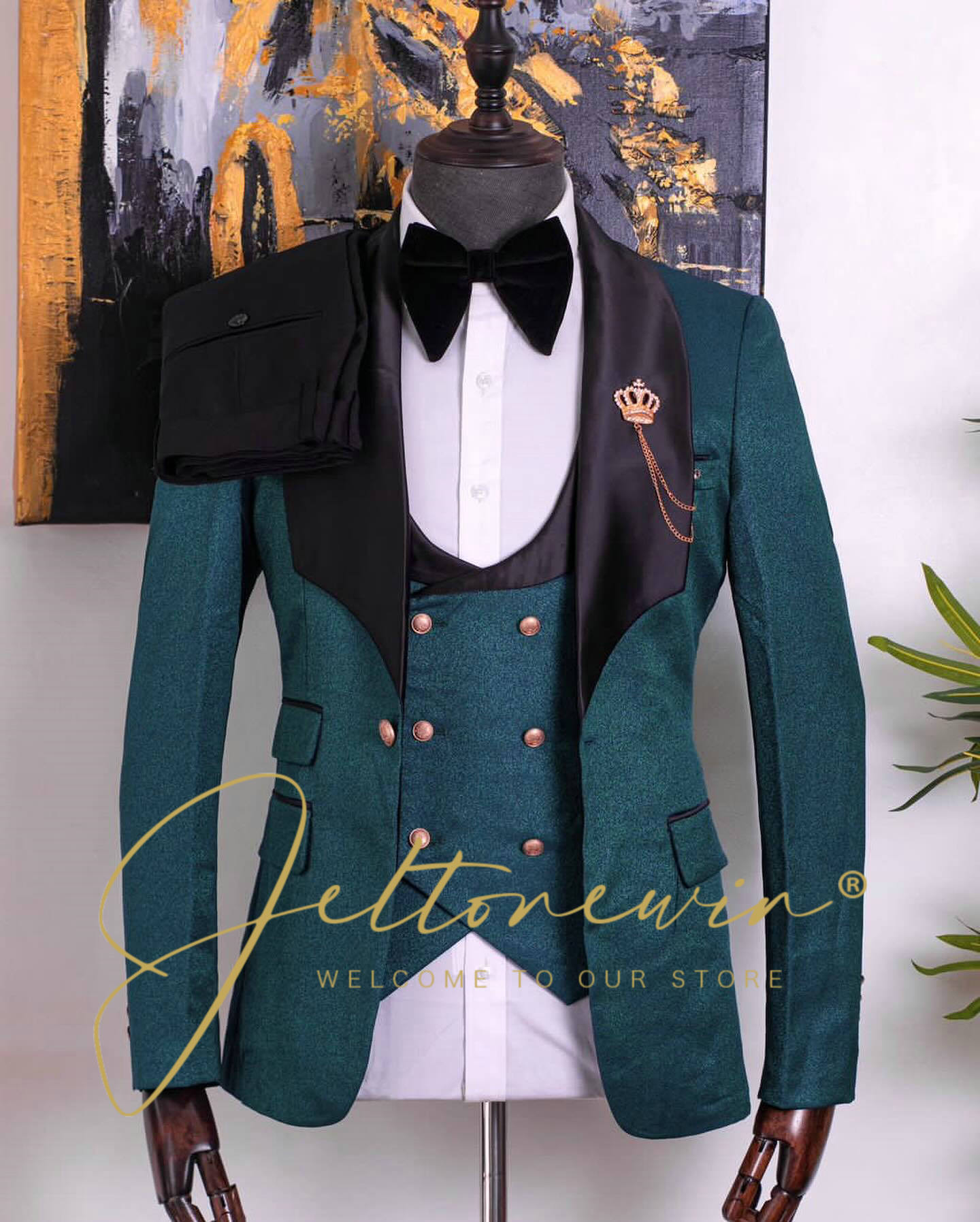 Men's Green Three Piece Tuxedo - đánh giá và giá Men Formal Wear Green