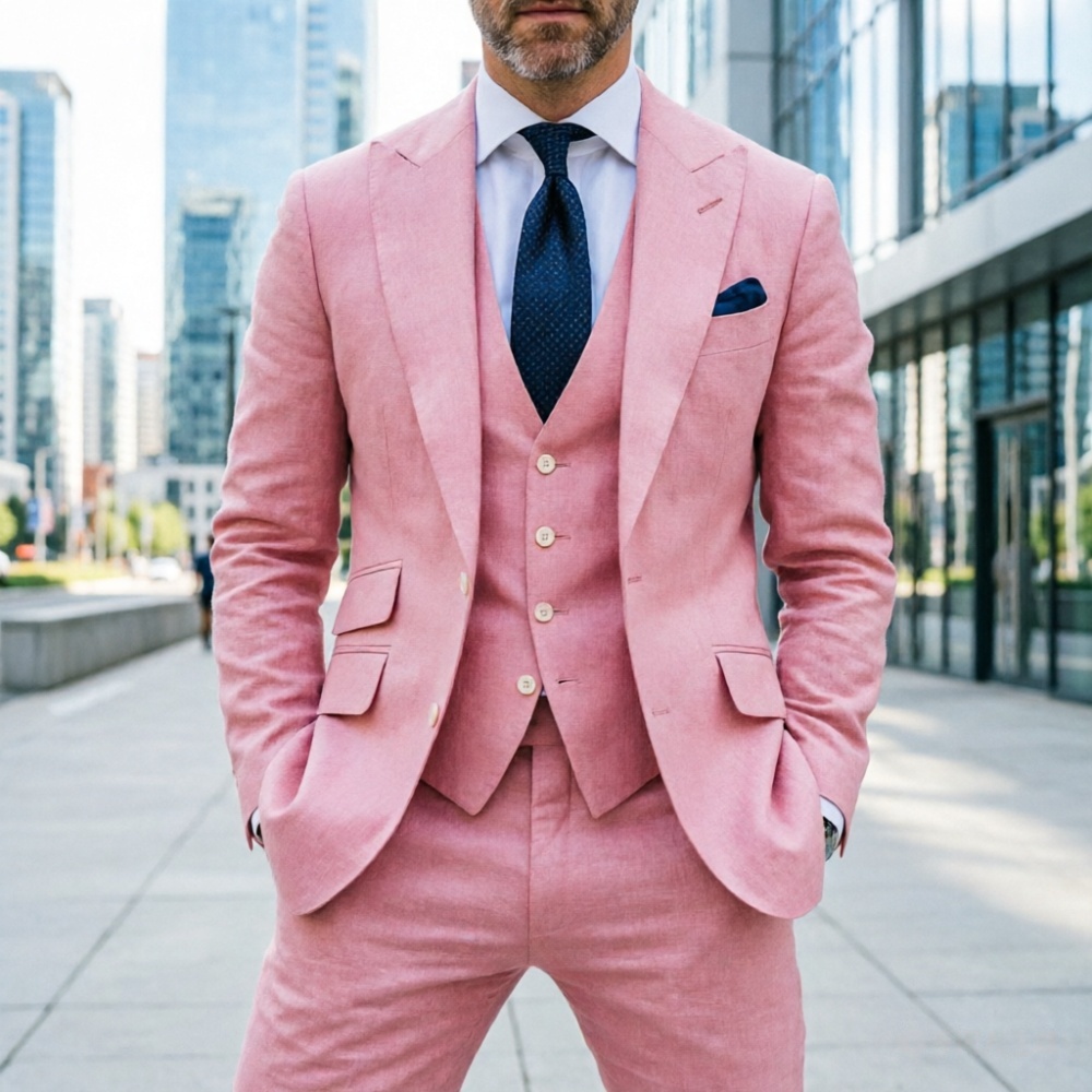 Sky Blue Linen Men Wedding Tux - đánh giá và giá Men Formal Wear For Summer