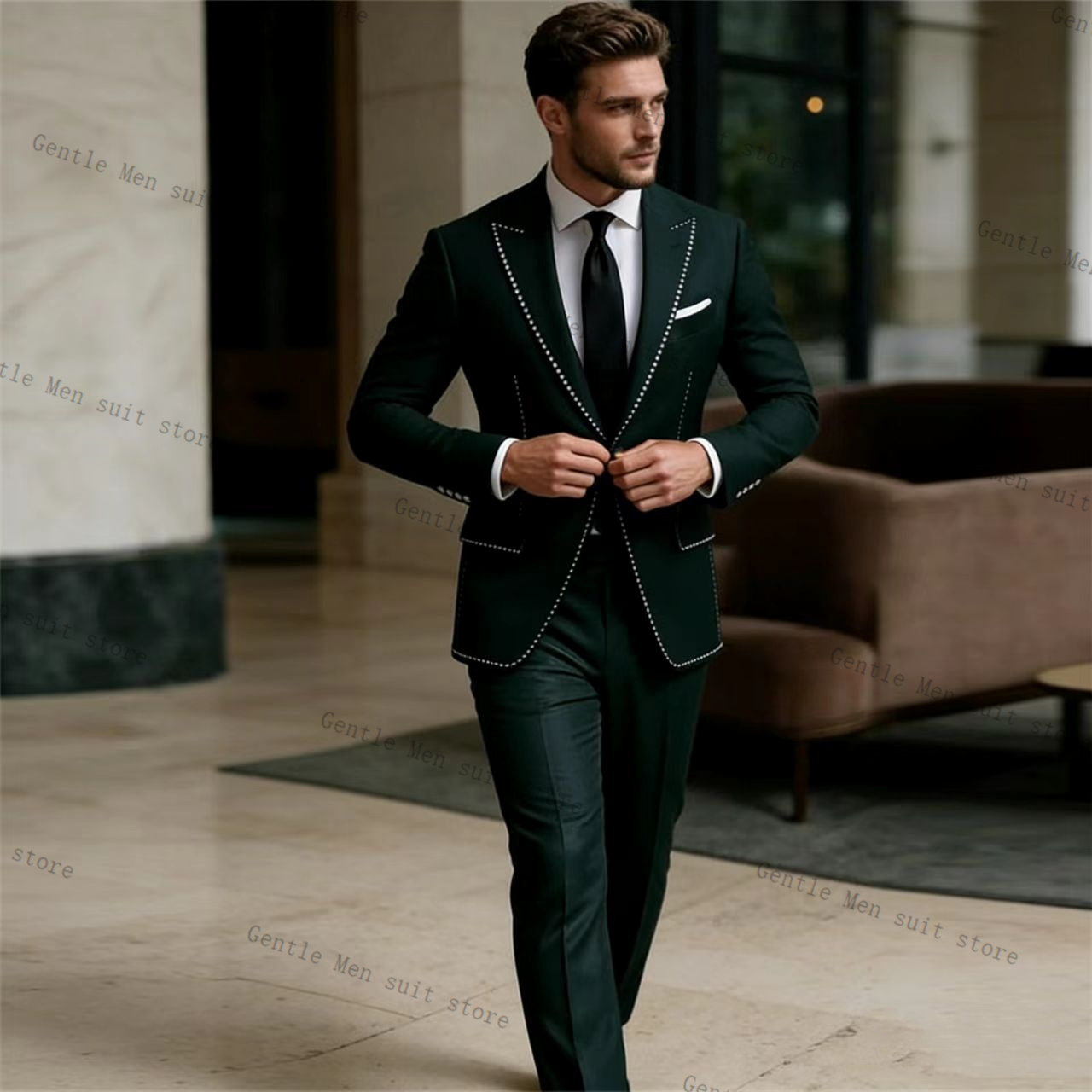 Crystals Luxury Green Men Suit - đánh giá và giá Men Formal Wear Green
