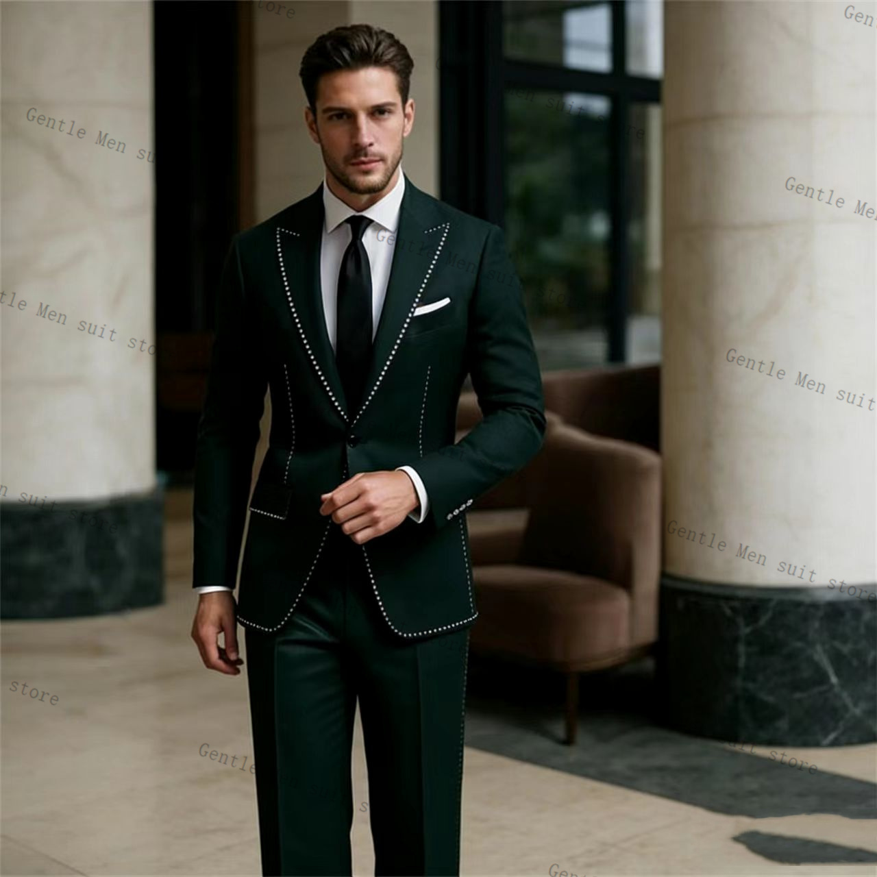 Crystals Luxury Green Men Suit - đánh giá và giá Men Formal Wear Green